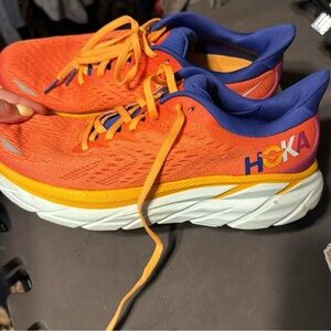 Hoka Orange and Purple Athletic Shoes
